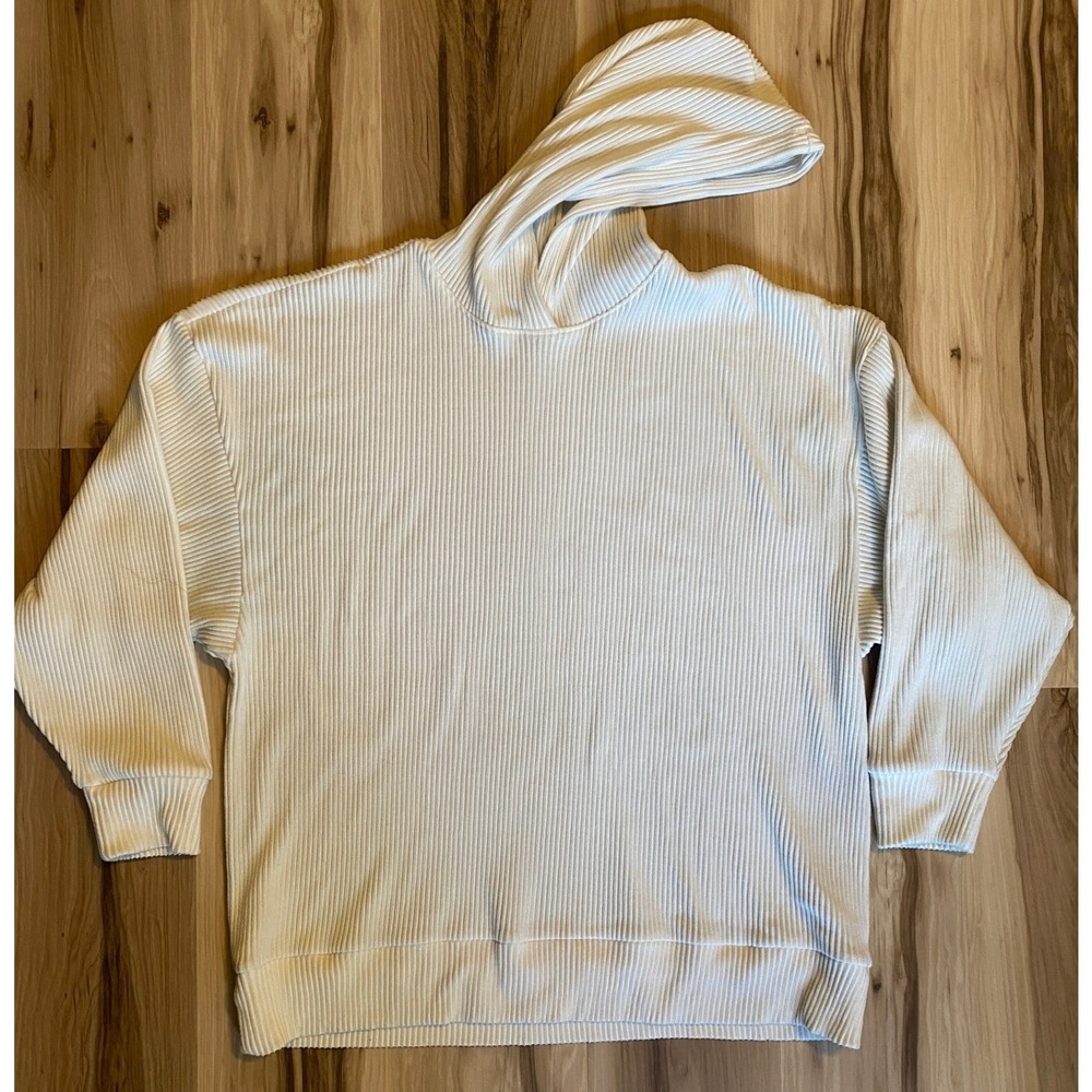 Abercrombie & Fitch Lounge Collection Ribbed Knit Hoodie Cream XL Womens